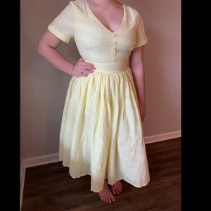 Pale yellow retro inspired fit and flare dress